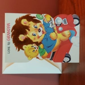 UNUSED, Vintage 1940s Norcross (Flocked)  Birthday Card for Grandpa